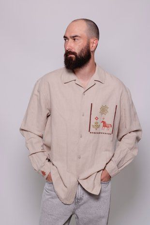 Сорочка беж M-L, унісекс , L/XL, E.PRYSHCHEPA CLT-SHR-036 фото