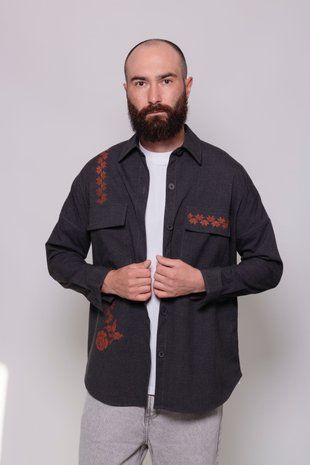 Жакет темно-сірий, теракот S-M , L/XL, E.PRYSHCHEPA CLT-SHR-046 фото